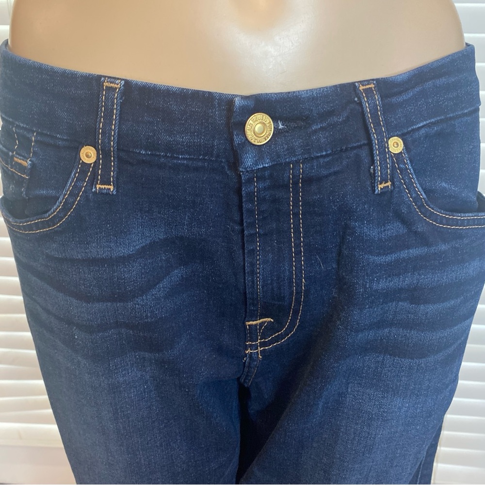 7 For All Mankind Kimmie Bootcut Stretchy Jeans Dark Blue Denim Wash Size 31 EUC - Picture 3 of 7